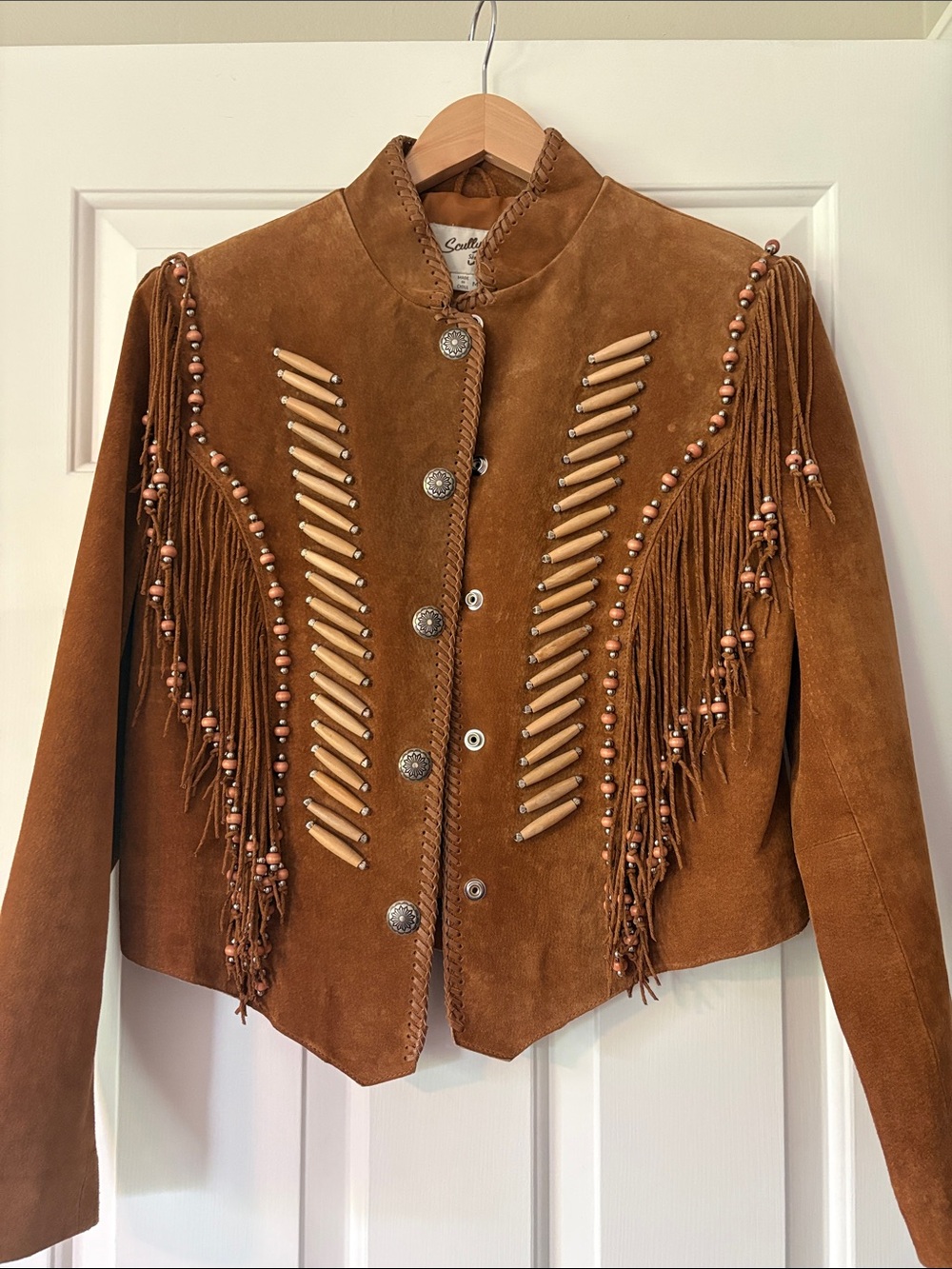Scully Brown Suede Fringe & Bead Western Jacket